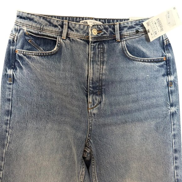 Zara High Rise Button Fly Blue Jeans - Picture 2 of 8